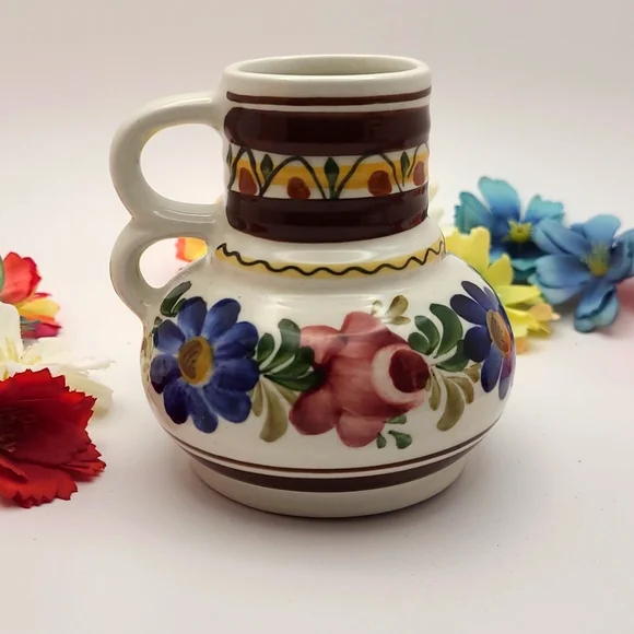 Weschler mini-jug, handmade, handpainted floral, vintage - Picture 3 of 6